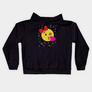 Emoji Birthday Shirt - Girl Heart Kiss Kids Hoodie